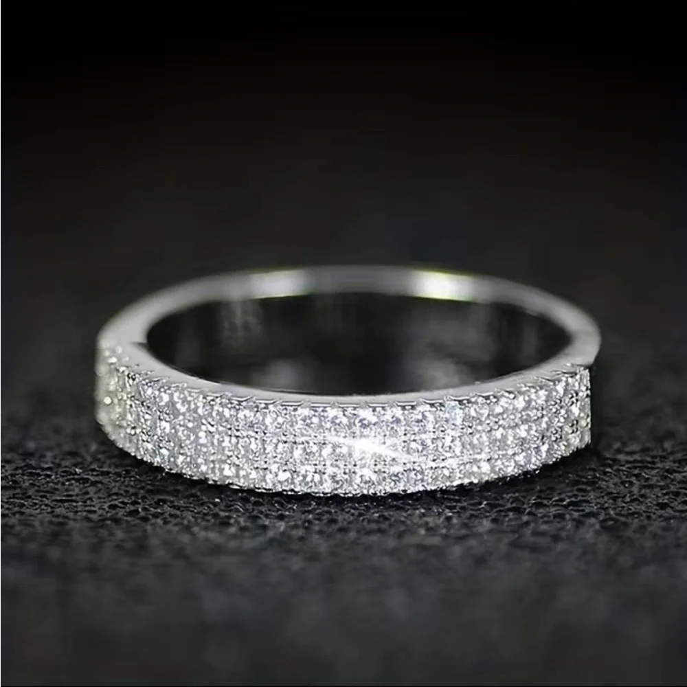 New 925 Silver Bridal Engagement Party Diamond Ring - Picture 3 of 6